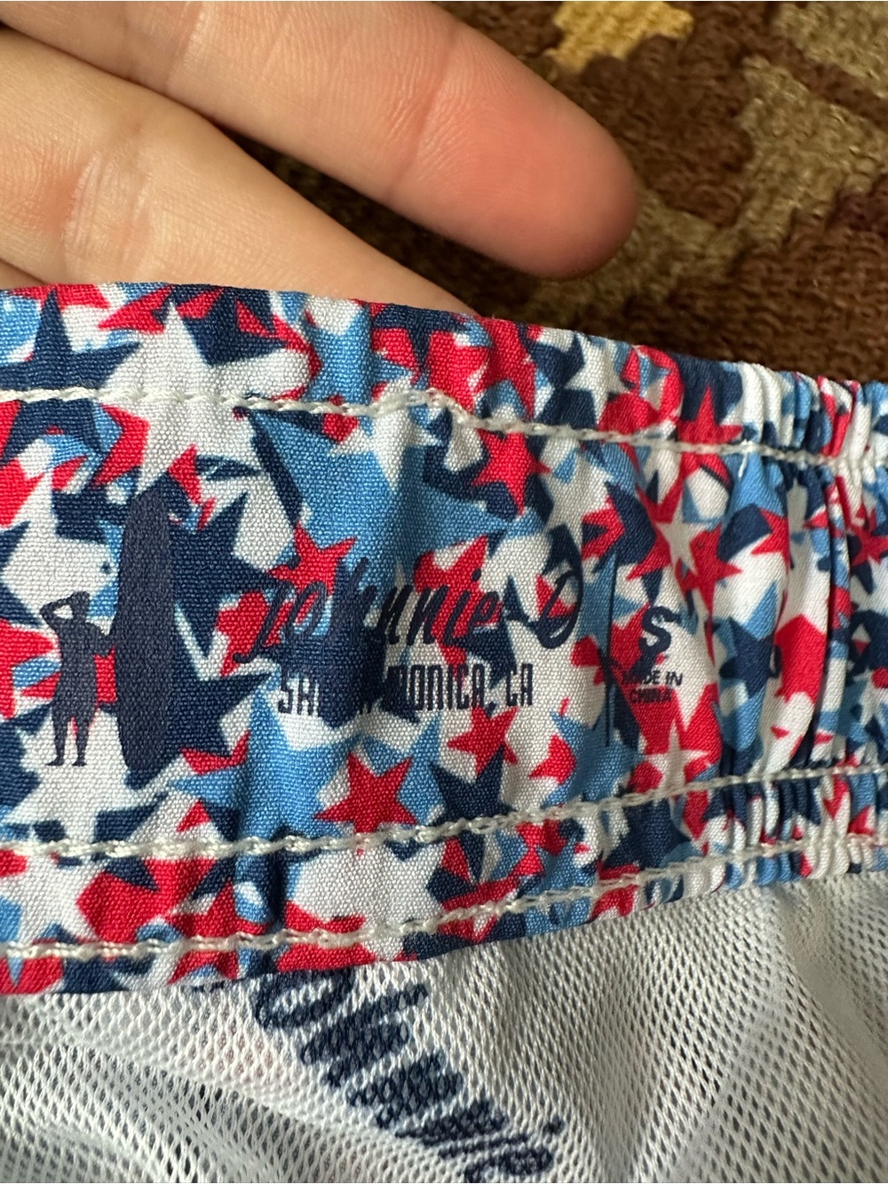 johnnie-O Men's Confetti Star Print Swim Shorts - Red, Blue & White - Picture 4 of 4